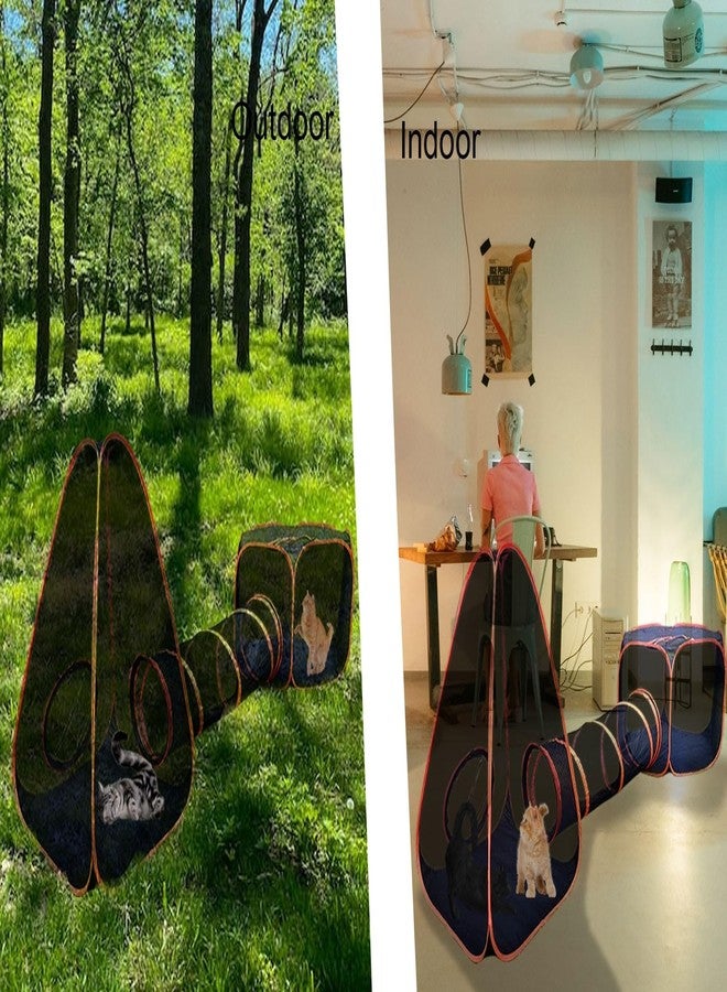 HI SUYI Portable Cat Small Animals Playpen DIY Outdoor Enclosures Freely Combinable 2in1 4in1 6in1 Pop Up Pet Play Tent Tunnel Cube House for Cat Puppy Rabbit (4in1 Tower Tent Tunnel) - Image 2